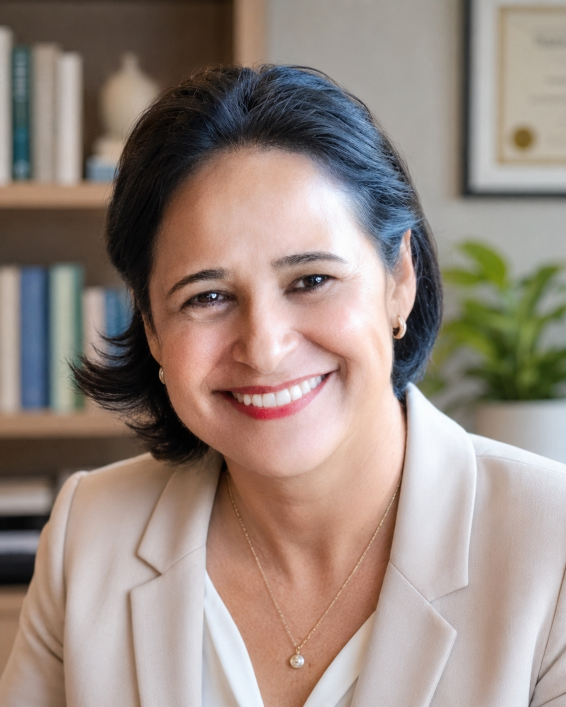 Vânia Maria, psicóloga, em retrato profissional sorrindo